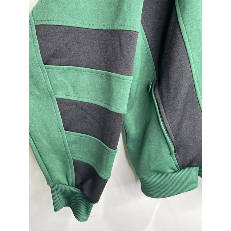 Mens VTG Adidas Sweatshirt Green Black Striped Sleeve Long Sleeve Pullover Sz XL