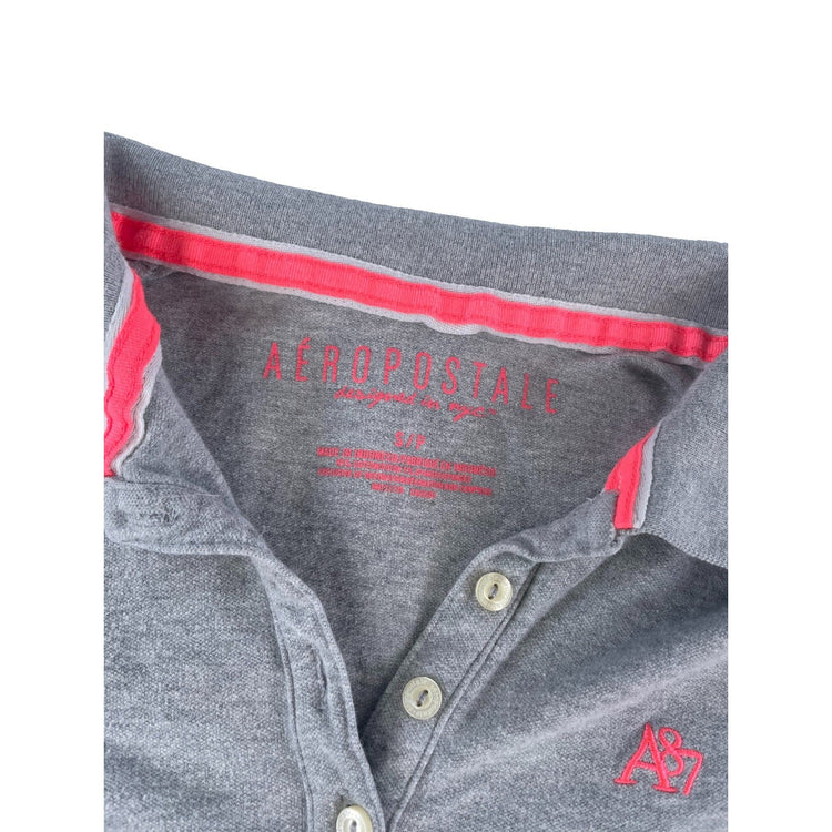 Womens Aeropostale Gray Polo Tee A87 Logo Size S/P