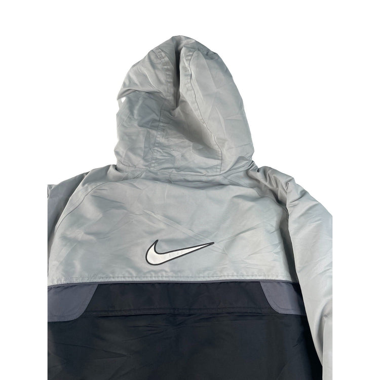 Men Vintage Nike Two-Tone Gray Black Hooded Winter Jacket Size M