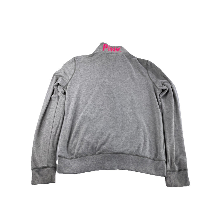 Womens Victoria’s Secret PINK Grey Quarter Zip Sweater Size Medium