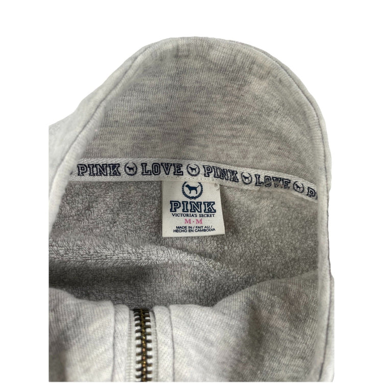 Womens Victoria’s Secret PINK Grey Quarter Zip Sweater Size Medium