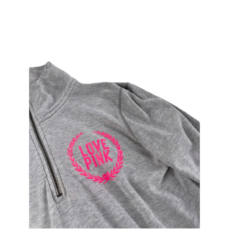 Womens Victoria’s Secret PINK Grey Quarter Zip Sweater Size Medium