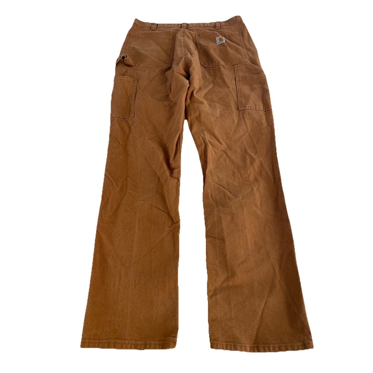Mens Carhartt Dark Orange Canvas Carpenter Pants Size 34x34