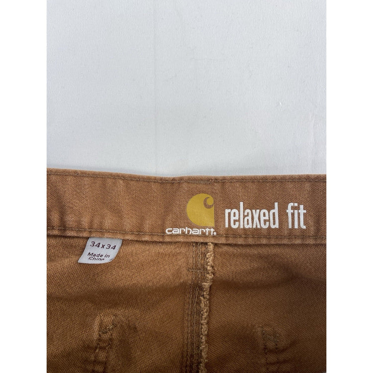 Mens Carhartt Dark Orange Canvas Carpenter Pants Size 34x34