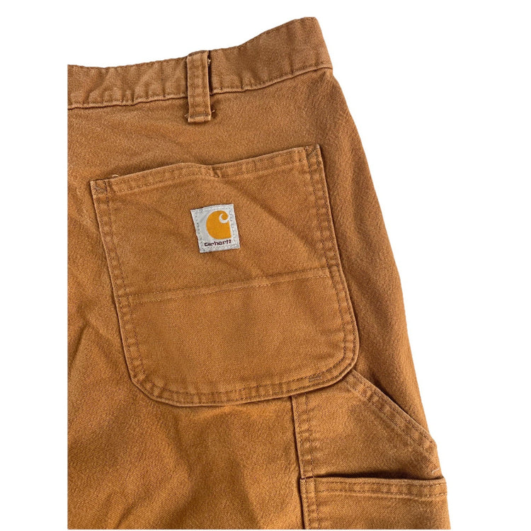 Mens Carhartt Dark Orange Canvas Carpenter Pants Size 34x34