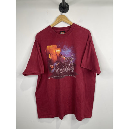 Men’s Vintage Houston TX Harley Davidson Shirt Red Fat Boy Sing Sz XXL