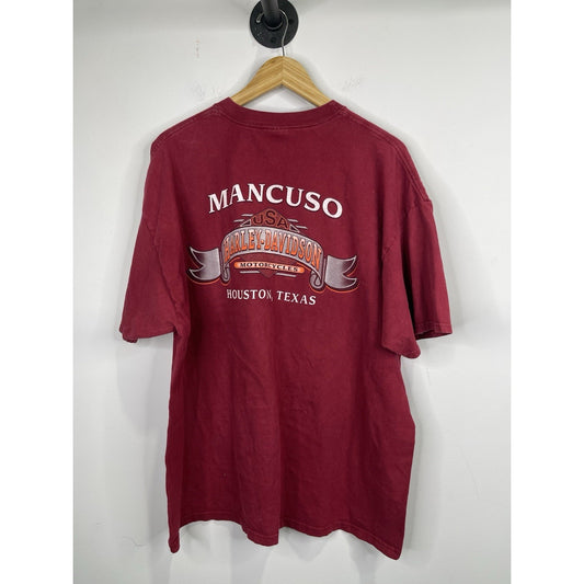 Men’s Vintage Houston TX Harley Davidson Shirt Red Fat Boy Sing Sz XXL