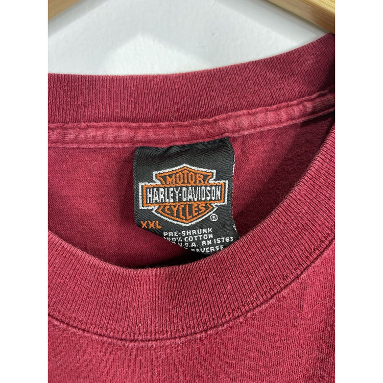 Men’s Vintage Houston TX Harley Davidson Shirt Red Fat Boy Sing Sz XXL