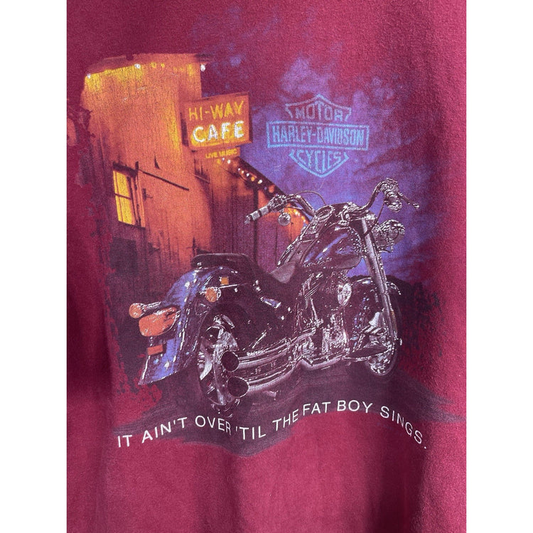 Men’s Vintage Houston TX Harley Davidson Shirt Red Fat Boy Sing Sz XXL