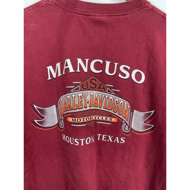 Men’s Vintage Houston TX Harley Davidson Shirt Red Fat Boy Sing Sz XXL