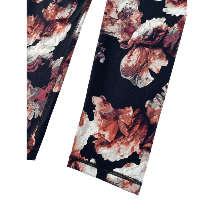 Womens Victroria Sport Black & Pink Floral Print Leggings Size Large