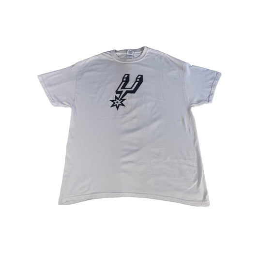 Mens Vintage Gildan Basic White Spurs Logo T-Shirt Size XL