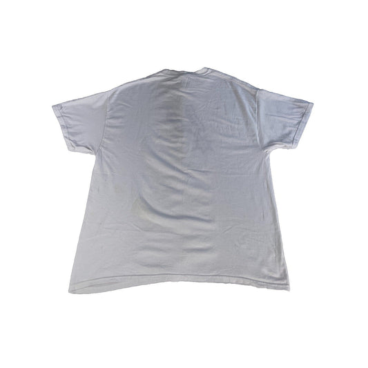 Mens Vintage Gildan Basic White Spurs Logo T-Shirt Size XL
