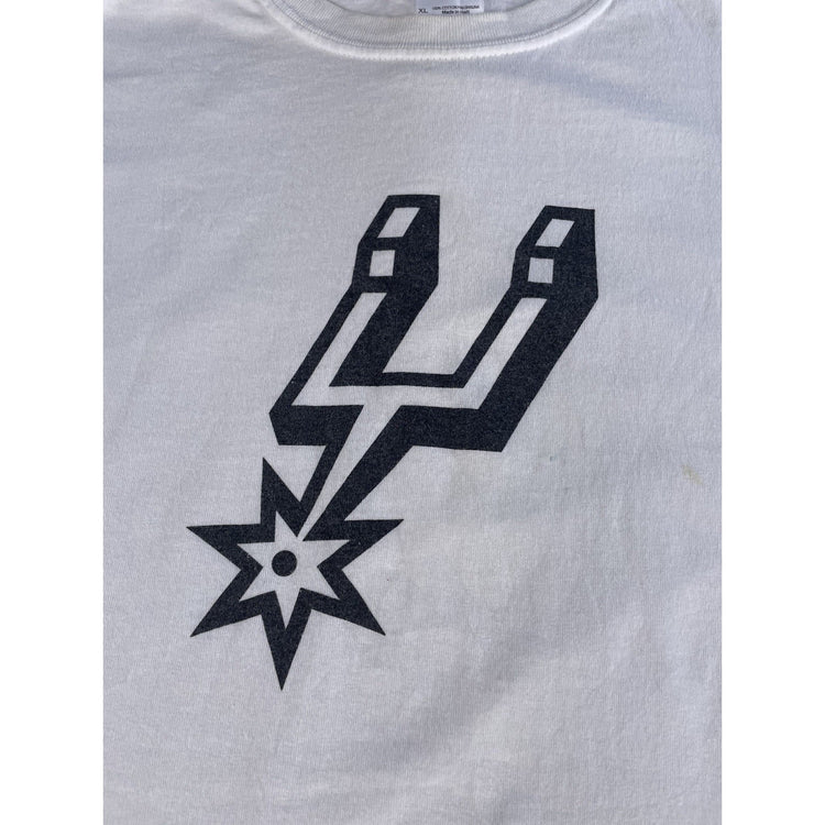 Mens Vintage Gildan Basic White Spurs Logo T-Shirt Size XL