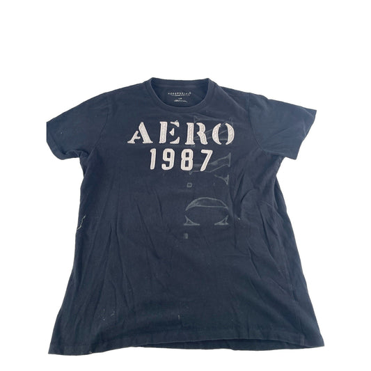 Mens Aeropostale Black "AERO 1987" Graphic T-Shirt Size Large