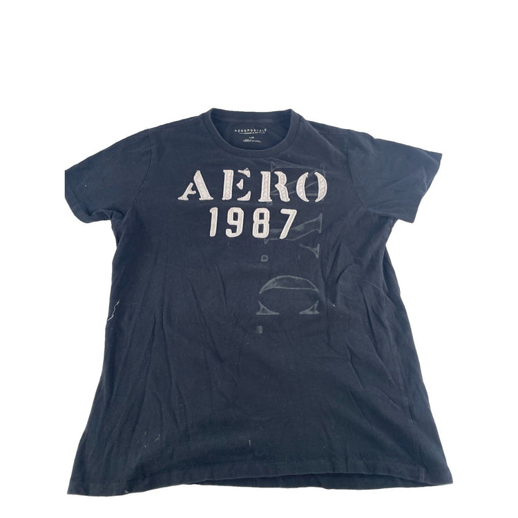 Mens Aeropostale Black "AERO 1987" Graphic T-Shirt Size Large