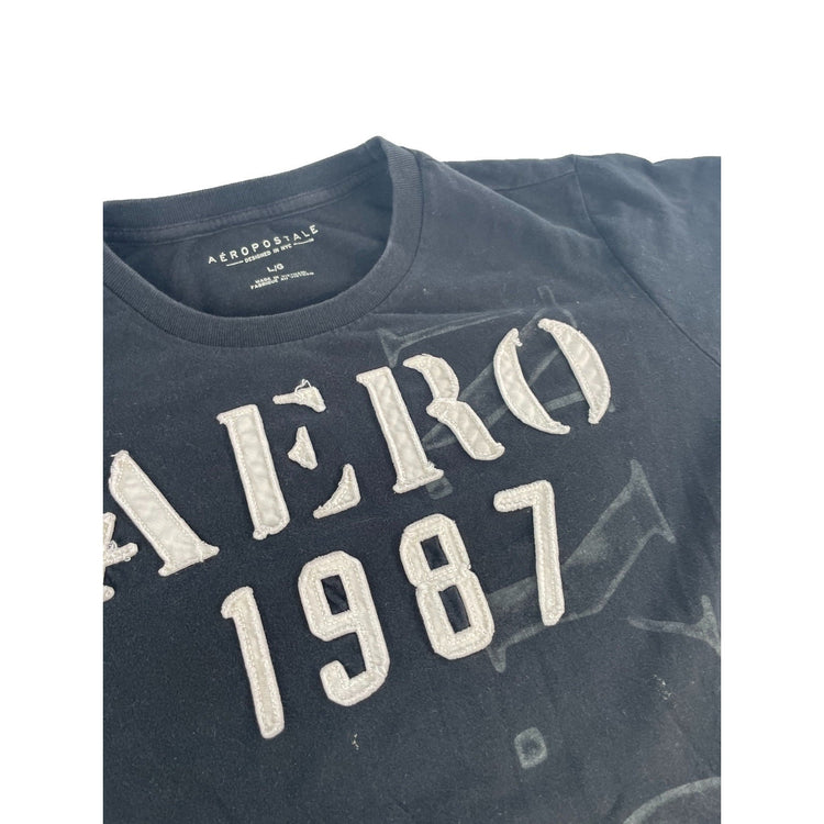 Mens Aeropostale Black "AERO 1987" Graphic T-Shirt Size Large