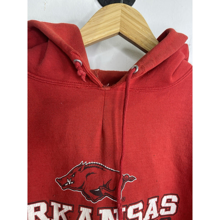 Men’s Red Distressed Arkansas Razorbacks Hoodie Sweatshirt Sz XL