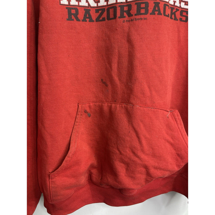 Men’s Red Distressed Arkansas Razorbacks Hoodie Sweatshirt Sz XL