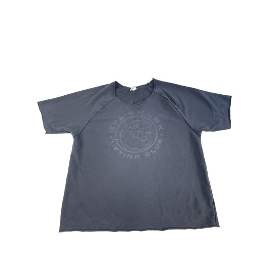Mens Gymshark Washed Black Raw Edge Distressed Lifting Club Cut Off Shirt SizeXL