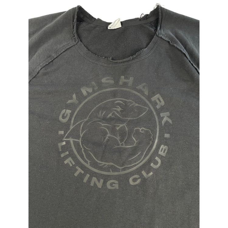 Mens Gymshark Washed Black Raw Edge Distressed Lifting Club Cut Off Shirt SizeXL