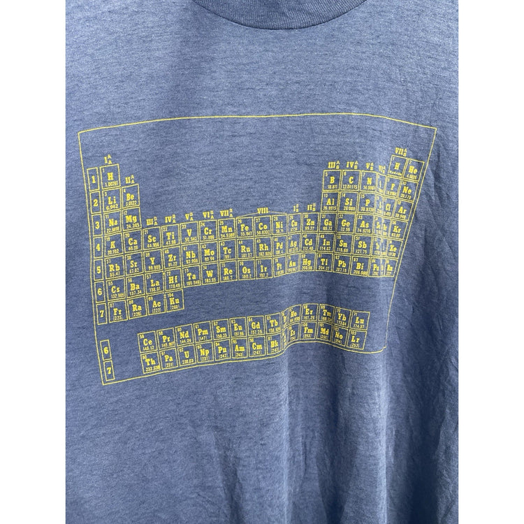 Vintage Men’s Blue Periodic Table Graphic Lightwieight Single Stitch TShirt Sz L