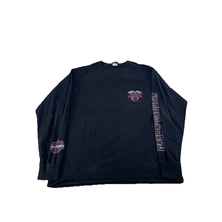 Mens Harley Davidson Mancuso Houston TX Black Long Sleeve T Shirt Size XL
