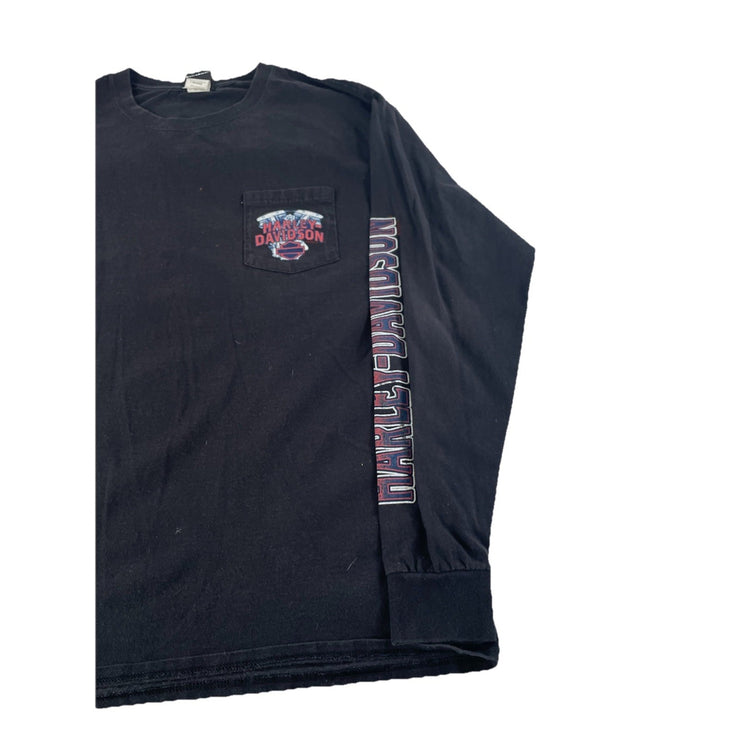 Mens Harley Davidson Mancuso Houston TX Black Long Sleeve T Shirt Size XL