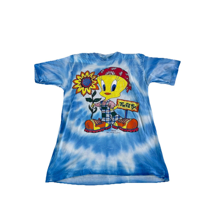 Mens Blue Tye Die Tweety Cartoon Graphic Tee Size Xl