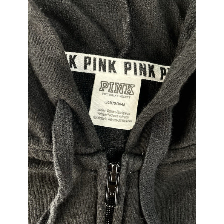 Women’s PINK Victorias Secret Black Bedazzled Zip Up Jacket Size Large