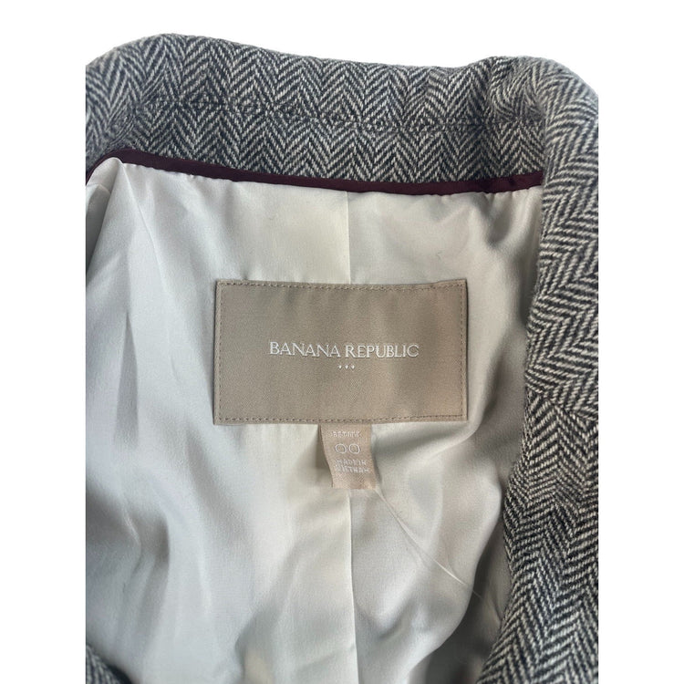 Women's Banana Republic Gray Herringbone Blazer Jacket Size 00P