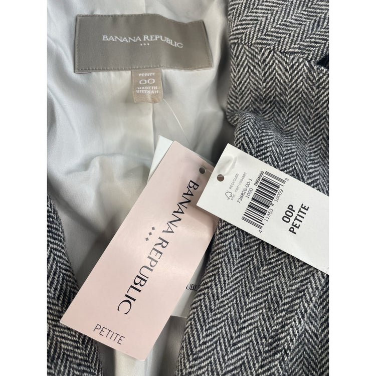 Women's Banana Republic Gray Herringbone Blazer Jacket Size 00P