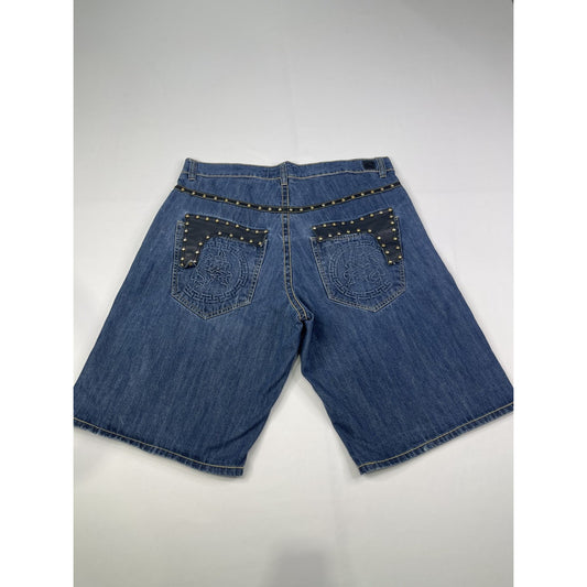 Cezer Y2K Baggy Jean Shorts with Gold Studs 40