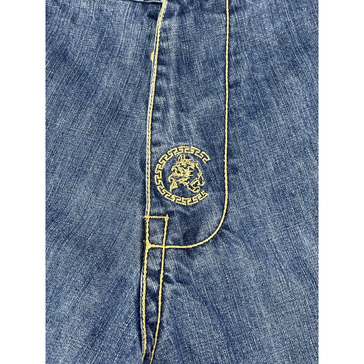 Cezer Y2K Baggy Jean Shorts with Gold Studs 40