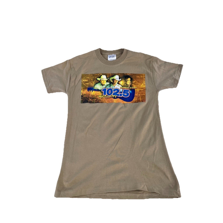 Mens C | Port And Company Light Brown “102.5 Hot Country” Radio T-Shirt Size M