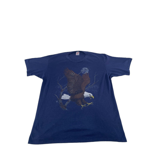 Mens Vintage Jerzees Eagle Graphic Shirt Dark Blue Size Xl