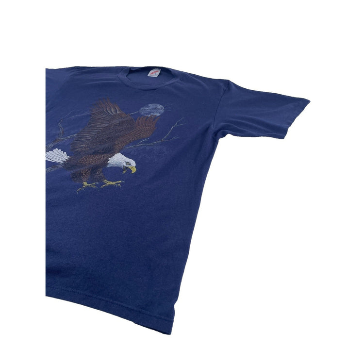 Mens Vintage Jerzees Eagle Graphic Shirt Dark Blue Size Xl