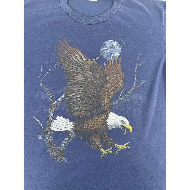 Mens Vintage Jerzees Eagle Graphic Shirt Dark Blue Size Xl