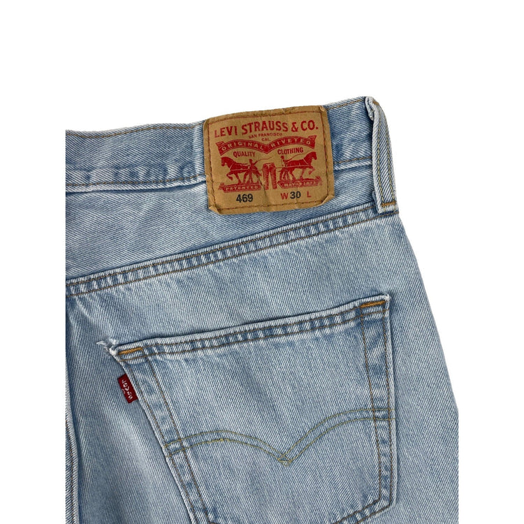 Mens Levis 469 Light Wash Bleach Blue Baggy Relaxed Jorts Denim Shorts SIZE 30