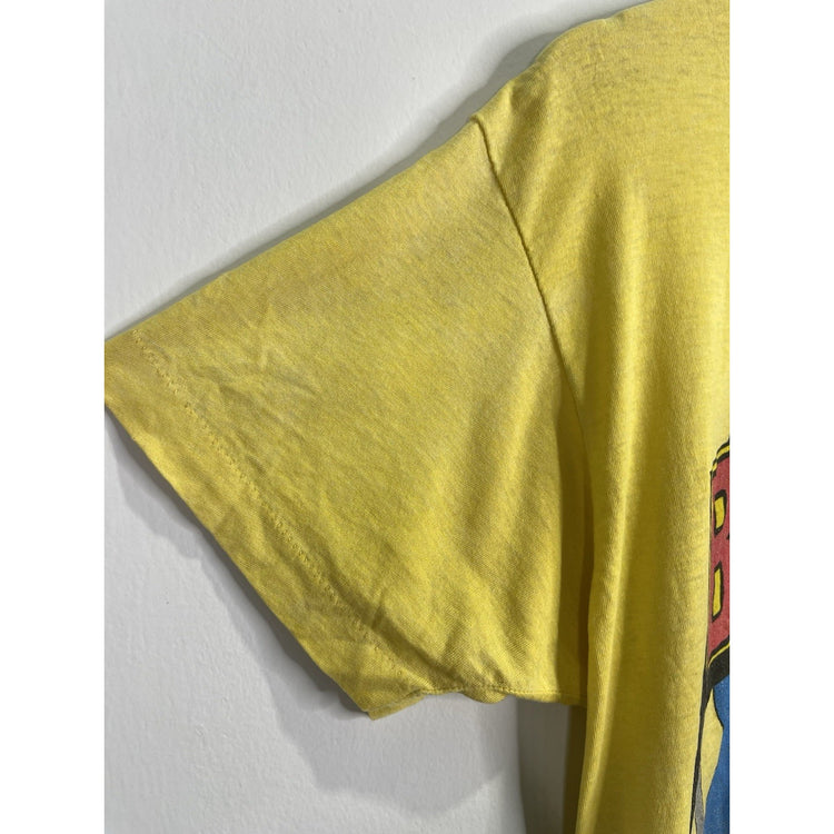 Men’s Yellow DC Comics Batman 80s Vintage T Shirt Retro Comic Style Sz XL