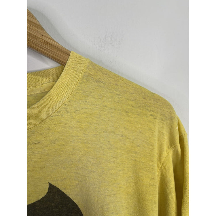 Men’s Yellow DC Comics Batman 80s Vintage T Shirt Retro Comic Style Sz XL