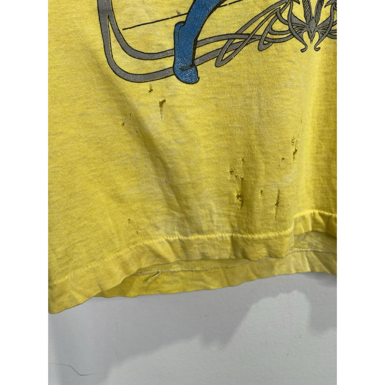 Men’s Yellow DC Comics Batman 80s Vintage T Shirt Retro Comic Style Sz XL