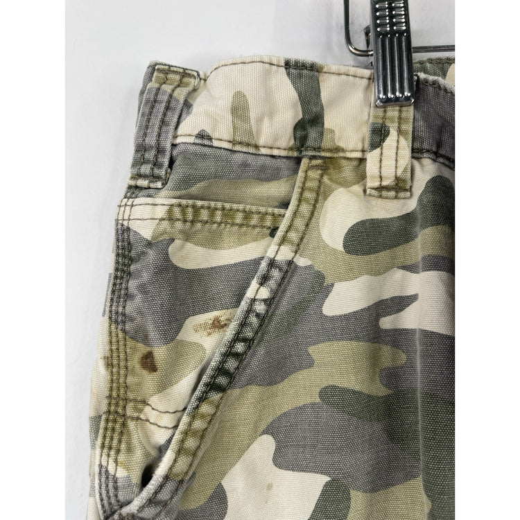 Carhartt Relaxed Fit  Camo Cargo Shorts Mens 40 Army Workwear Snap Button
