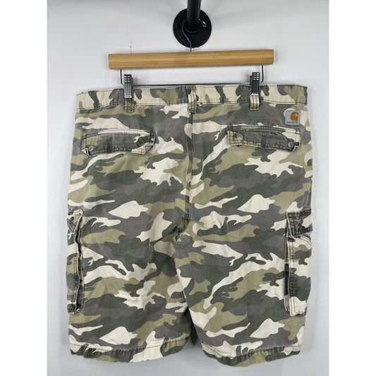 Carhartt Relaxed Fit  Camo Cargo Shorts Mens 40 Army Workwear Snap Button