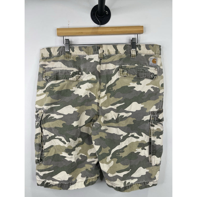 Carhartt Relaxed Fit  Camo Cargo Shorts Mens 40 Army Workwear Snap Button