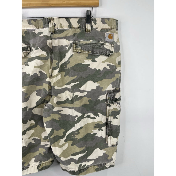 Carhartt Relaxed Fit  Camo Cargo Shorts Mens 40 Army Workwear Snap Button