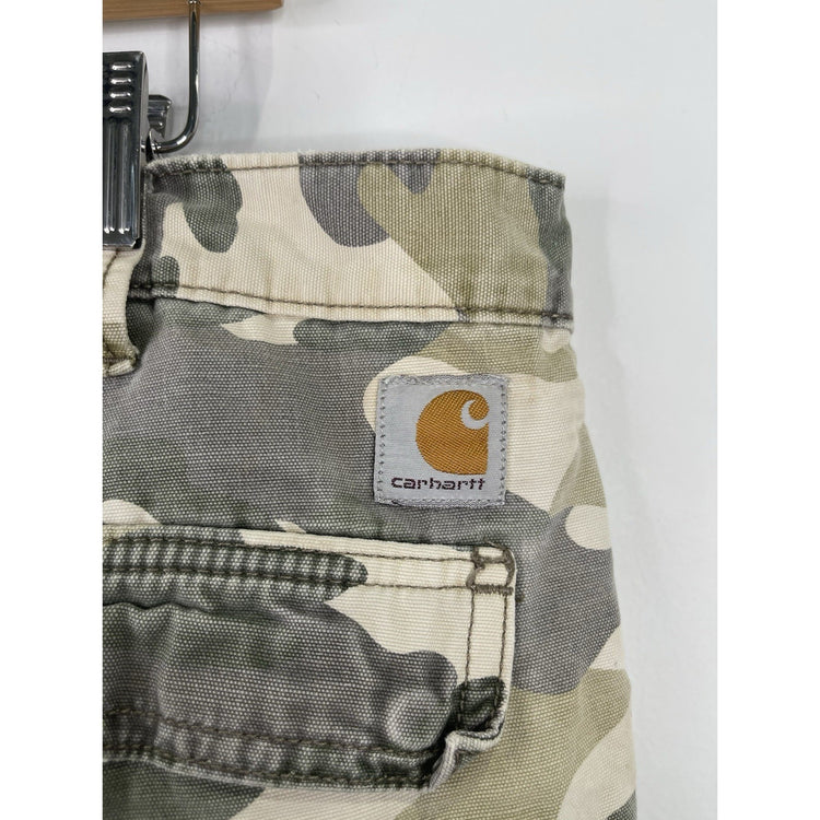 Carhartt Relaxed Fit  Camo Cargo Shorts Mens 40 Army Workwear Snap Button