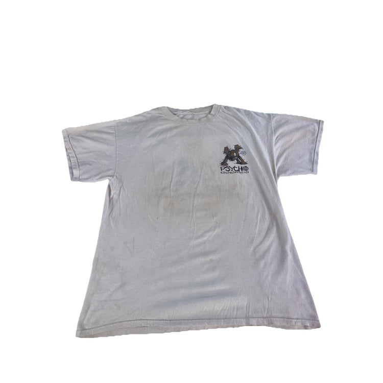 Mens Psycho Chihuahua Graphic White/Cream Shirt Size L