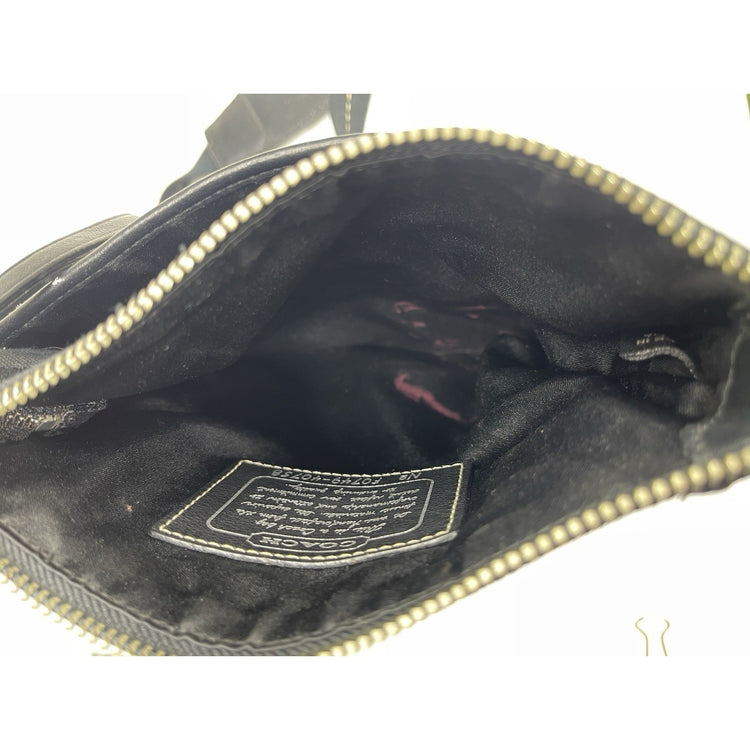 Women’s COACH Signature Top Zip Crossbody Swingpack Bag Purse Silver Black