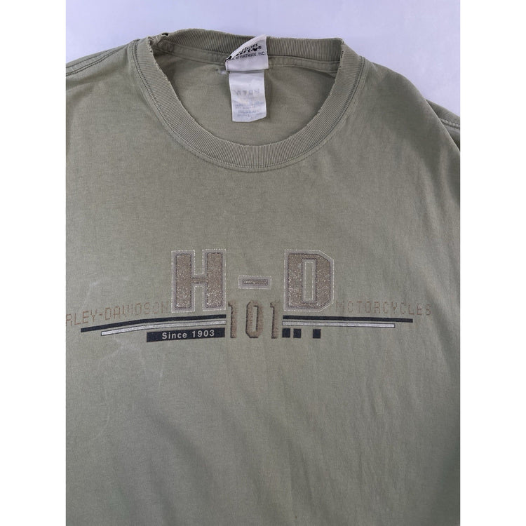 Mens Harley Davidson Motorcycle Line-Green Basic Tee Size L